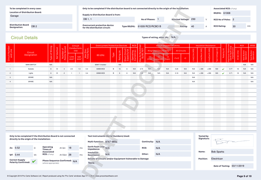 Electrical Cert Software