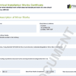 Minor Works Certificate