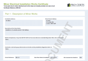 Minor Works Certificate