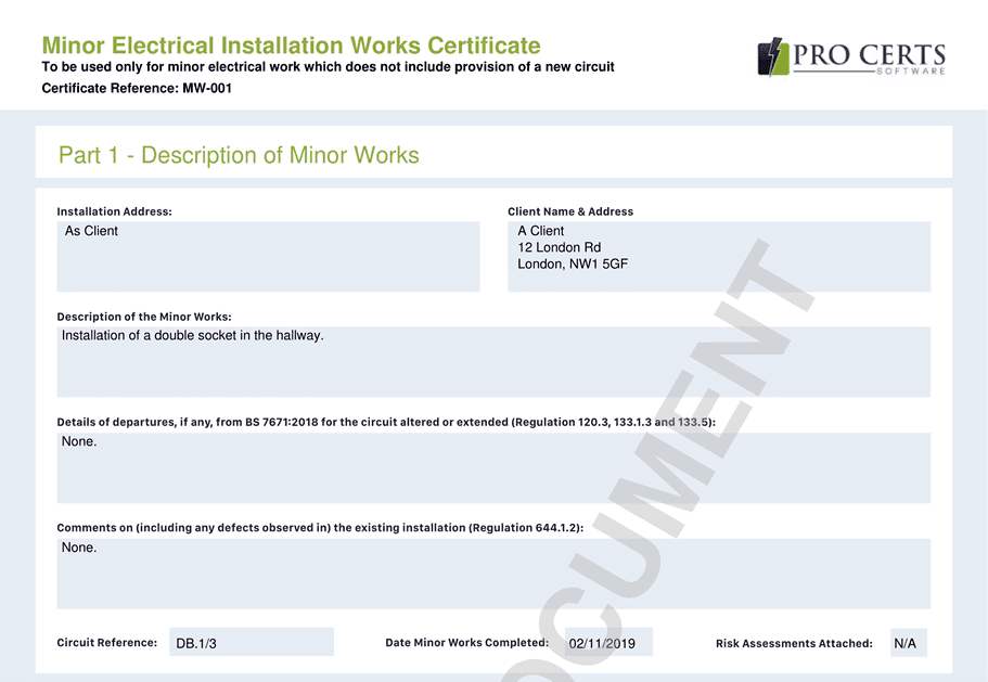 How to Complete an Electrical Minor Works Certificate