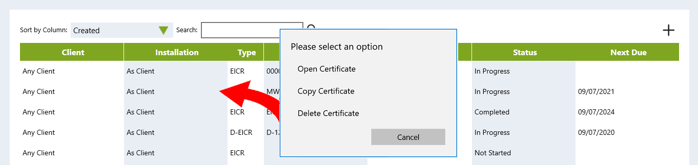 EICR Software - Copy Certificate