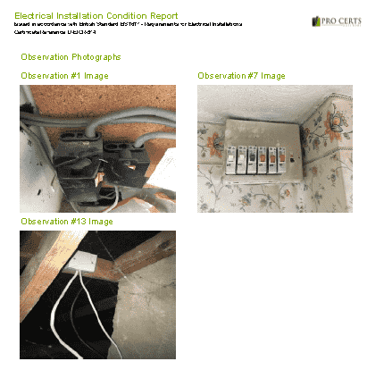 Images on an EICR Cert