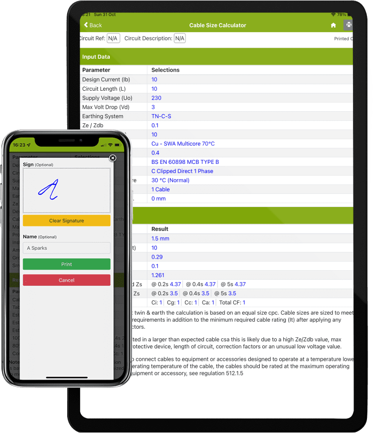 BS 7671 Cable Calculator