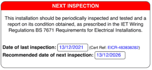 EICR Next Inspection Label