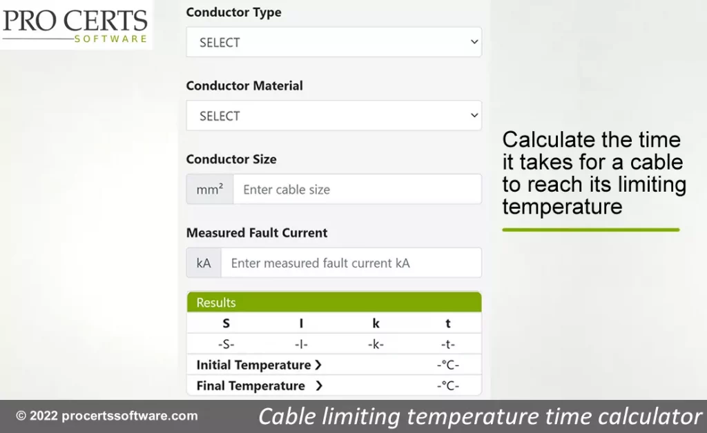 Cable Limiting Temperature Time Calculator