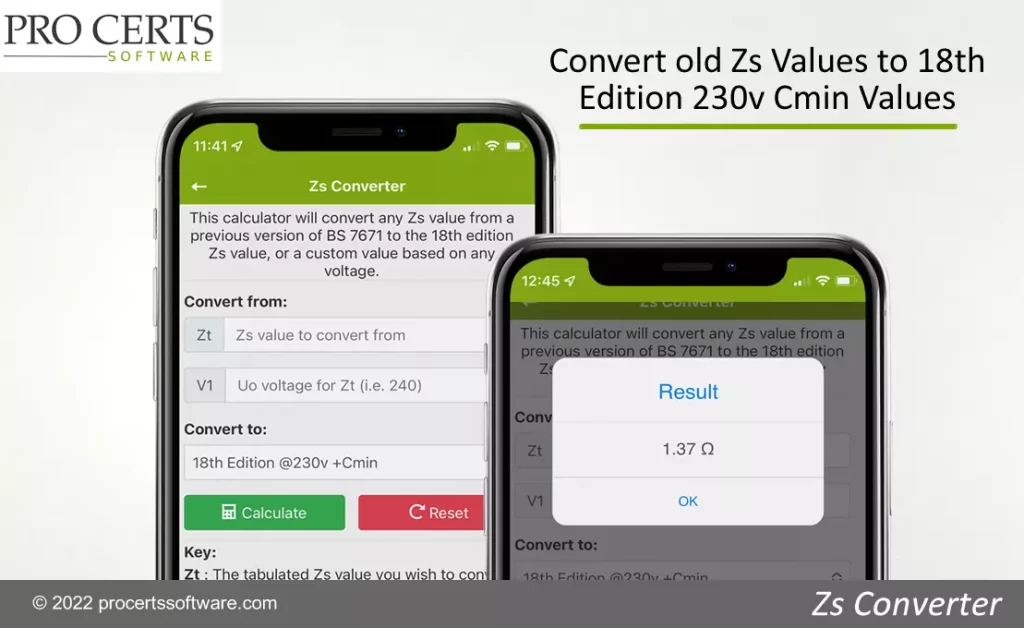 Convert Old Zs Values to 18th Edition Zs Values