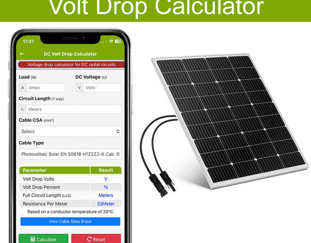 Solar DC Voltage Drop Calculator - Pro Certs Software