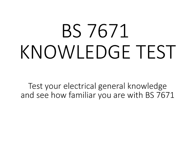 BS 7671 sample questions