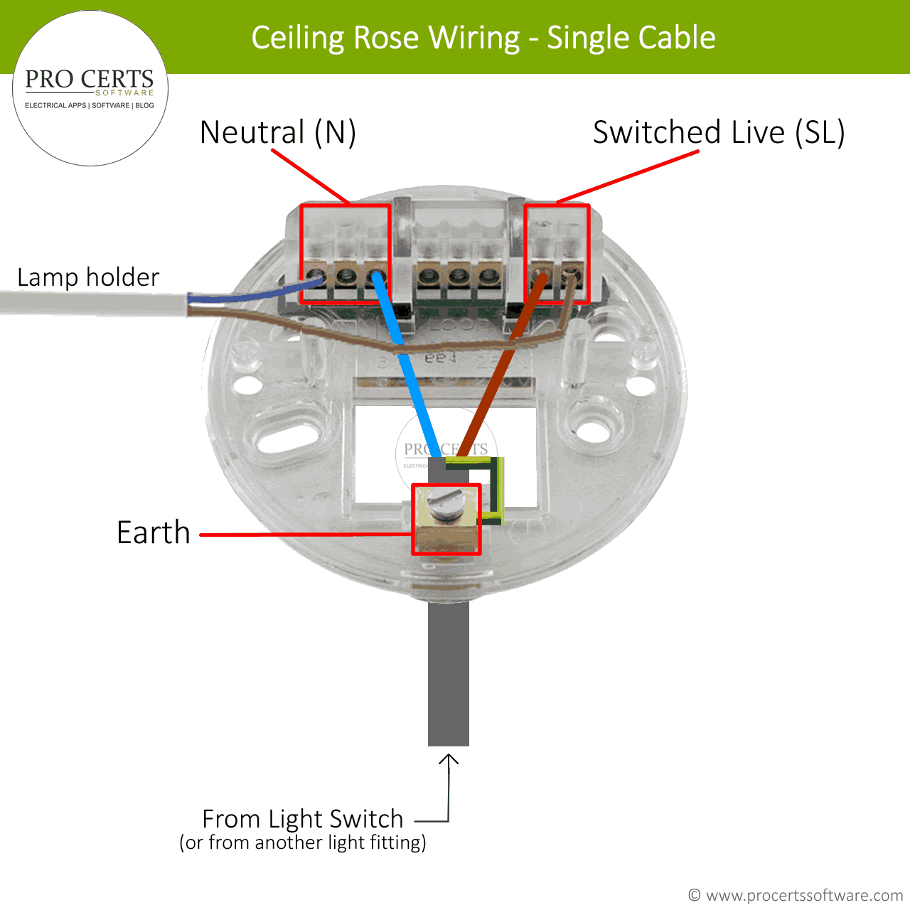 Ceiling Rose Wiring - Lighting Circuits