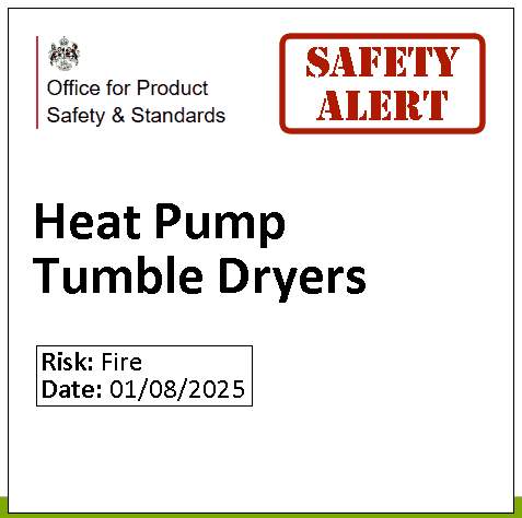 Heat pump tumble dryer safety alert