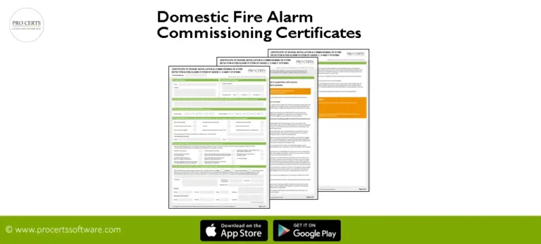 Domestic fire alarm commissioning certificates