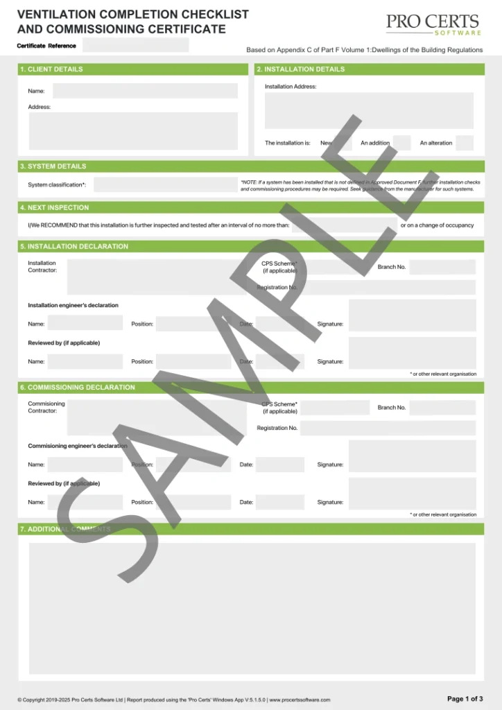 Domestic Ventilation Certificate