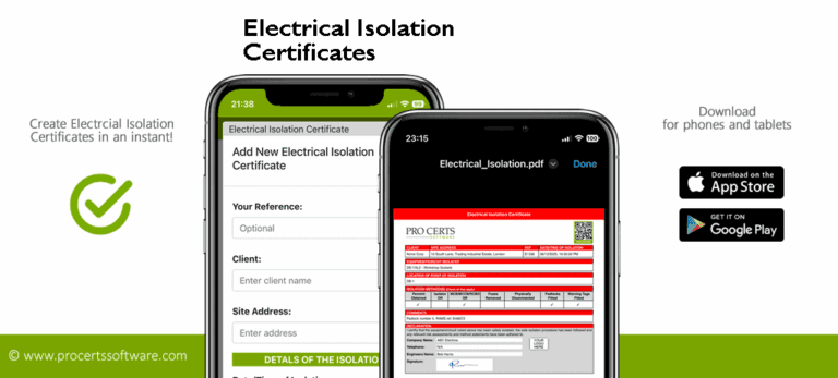 electrical isolation certificates