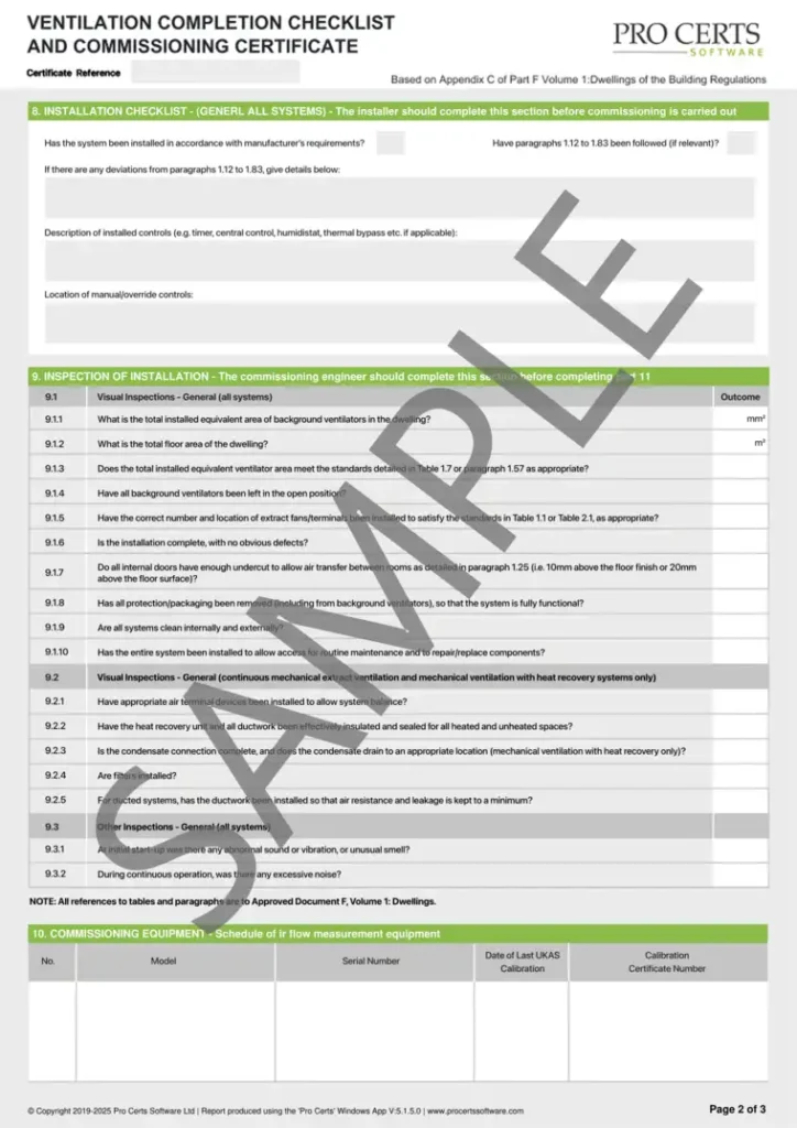 Ventilation Certificate