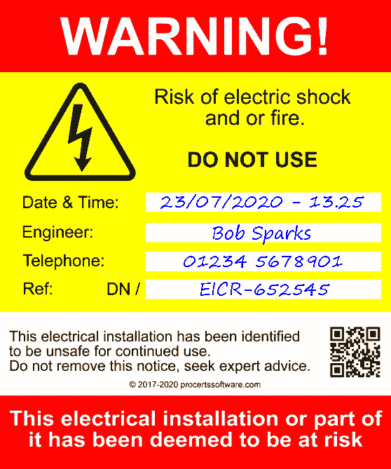 Failed Next Inspection Stickers