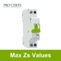 BS 7671 maximum Zs values calculator