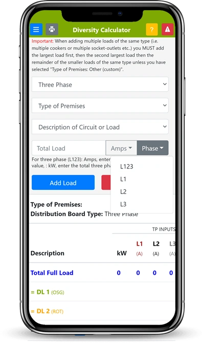 Three phase maximum demand calculator