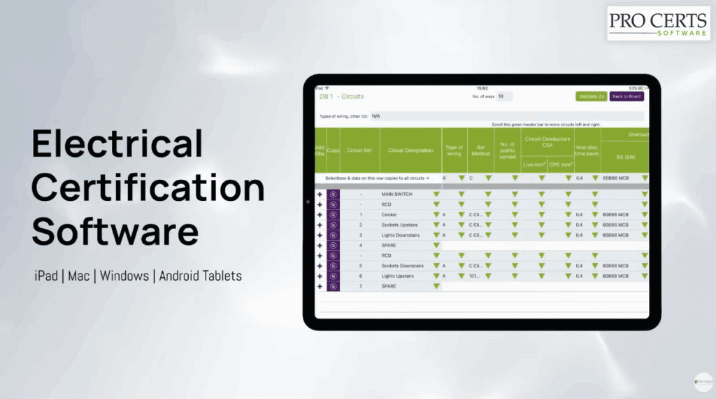 Electrical Certification Software